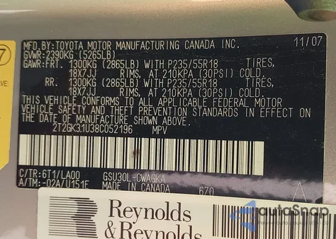 2008 Lexus Rx 350 из США, поврежденный, VIN 2T2GK31U38C052196